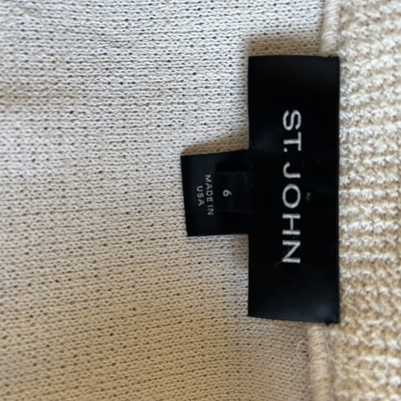 St. John Collection Cream Black Applique Knit Crepe Evening Dress Jacket‎ Blazer - Picture 11 of 12